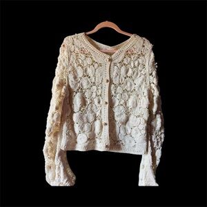 Elegant Cream Crochet Sweater